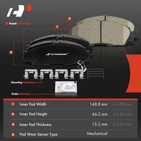 A-Premium Rear Ceramic Disc Brake Pads Set Compatible with Select Honda and Acura Models - Accord 2008-2017, TSX 2009-2014, with Hardware, 4 Pcs in Saudi Arabia