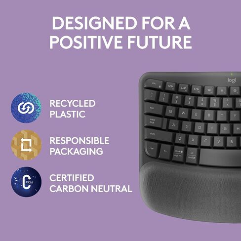 لوحة مفاتيح لاسلكية مريحة من Logitech Wave Keys مع مسند راحة اليد المبطن، كتابة طبيعية مريحة، مفتاح سهل، بلوتوث، جهاز استقبال Logi Bolt، لأنظمة تشغيل متعددة، Windows/Mac - وردي in Saudi Arabia