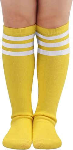 DRESHOW BQUBO Kids Toddler Soccer Socks Striped Knee High Cotton Uniform Sports Athletic Long Tube Socks for Youth Boys Girls in Saudi Arabia