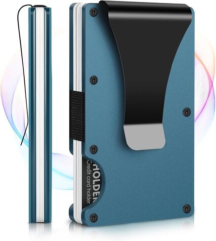 محفظة Eiruseed Minimalist لحجب RFID، محافظ معدنية مطورة للرجال مع مشبك نقود، محفظة رفيعة للرجال صغيرة الحجم مضادة للخدش، محفظة رفيعة لحمل البطاقات للرجال وبطاقة وأموال قابلة للإزالة بسهولة in Kuwait