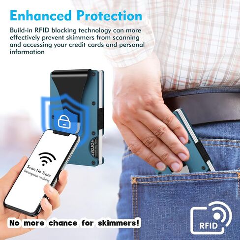 محفظة Eiruseed Minimalist لحجب RFID، محافظ معدنية مطورة للرجال مع مشبك نقود، محفظة رفيعة للرجال صغيرة الحجم مضادة للخدش، محفظة رفيعة لحمل البطاقات للرجال وبطاقة وأموال قابلة للإزالة بسهولة in Kuwait