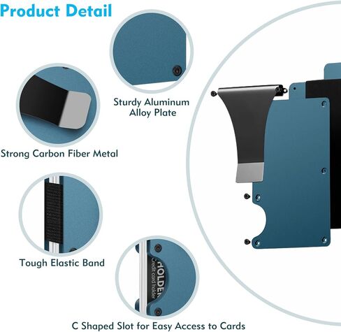 محفظة Eiruseed Minimalist لحجب RFID، محافظ معدنية مطورة للرجال مع مشبك نقود، محفظة رفيعة للرجال صغيرة الحجم مضادة للخدش، محفظة رفيعة لحمل البطاقات للرجال وبطاقة وأموال قابلة للإزالة بسهولة in Kuwait