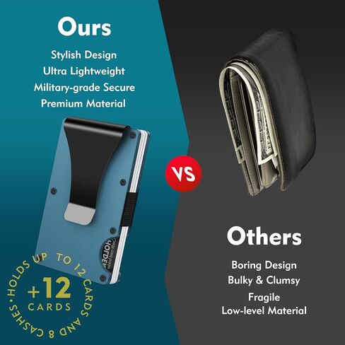 محفظة Eiruseed Minimalist لحجب RFID، محافظ معدنية مطورة للرجال مع مشبك نقود، محفظة رفيعة للرجال صغيرة الحجم مضادة للخدش، محفظة رفيعة لحمل البطاقات للرجال وبطاقة وأموال قابلة للإزالة بسهولة in Kuwait