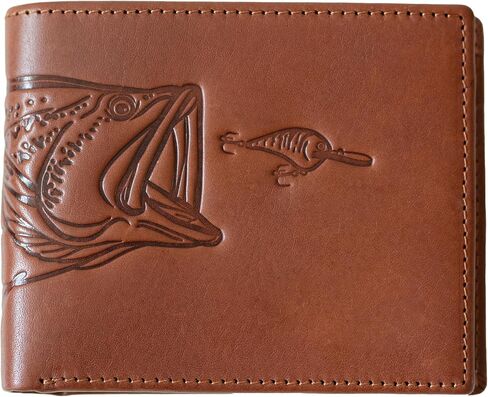 Solidstrike Gear Fisherman’s Bifold Wallet - Genuine Leather - Bass Fishing Themed Unique Gift for Men Boys Dad Grandpa Boyfriend Him - Slim & RFID Blocking in Saudi Arabia