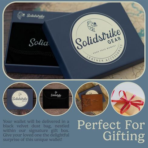 Solidstrike Gear Fisherman’s Bifold Wallet - Genuine Leather - Bass Fishing Themed Unique Gift for Men Boys Dad Grandpa Boyfriend Him - Slim & RFID Blocking in Saudi Arabia