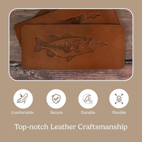 Solidstrike Gear Fisherman’s Bifold Wallet - Genuine Leather - Bass Fishing Themed Unique Gift for Men Boys Dad Grandpa Boyfriend Him - Slim & RFID Blocking in Saudi Arabia
