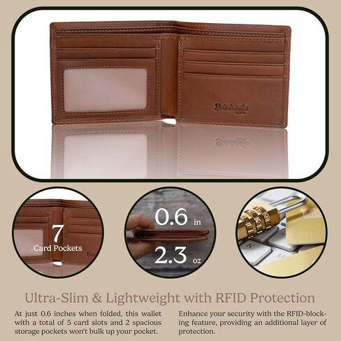Solidstrike Gear Fisherman’s Bifold Wallet - Genuine Leather - Bass Fishing Themed Unique Gift for Men Boys Dad Grandpa Boyfriend Him - Slim & RFID Blocking in Saudi Arabia
