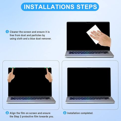 ZOEGAA MacBook Pro 16 واقي شاشة للخصوصية، شاشة خصوصية قابلة للإزالة لجهاز MacBook Pro 16 بوصة 2021-2023 (A2485/A2780، M1/M2) - سهل التشغيل/خالي من الفقاعات، مضاد للضوء الأزرق ومضاد للوهج in Kuwait