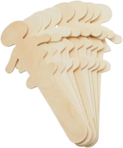 Wooden People-Shaped Popsicle Sticks, 5 Inches High with a 2-1/2 inch Base, Pack of 50 Boy-Shaped Craft Sticks, by Woodpeckers in Saudi Arabia