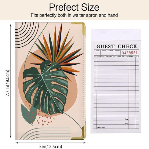 Waitress Book, Leather Server Books for Waitress with Zipper Pocket, Moon Flower Server Book, Cash Check Bill Receipt Holder Presenter, Guest Book Note Pad Waiter Accessories Fit Server Apron in Saudi Arabia