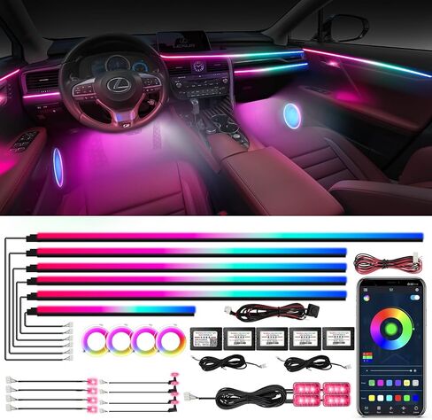 أضواء الصخور LED RGB، مجموعة نيون Underglow للسيارة مع التطبيق/جهاز التحكم عن بعد ووضع الموسيقى المنشط بالصوت، 4 كبسولات مقاومة للماء أضواء الصخور الخفيفة للسيارة للشاحنات ATV SUV RZR UTV قارب دراجة نارية (أزرق) in Saudi Arabia