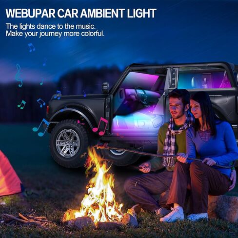 أضواء الصخور LED RGB، مجموعة نيون Underglow للسيارة مع التطبيق/جهاز التحكم عن بعد ووضع الموسيقى المنشط بالصوت، 4 كبسولات مقاومة للماء أضواء الصخور الخفيفة للسيارة للشاحنات ATV SUV RZR UTV قارب دراجة نارية (أزرق) in Saudi Arabia