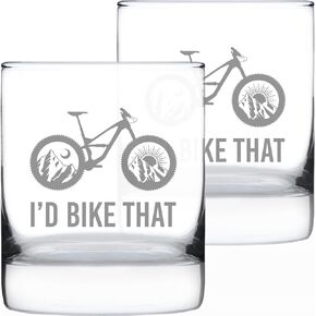 I'd Bike That - Whiskey Rocks Glass - Cool Bicycle Themed Decor and Gifts for Mountain Bikers - 10.25 Oz Glasses in Saudi Arabia