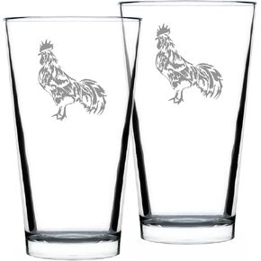 Rooster Pint Glass for Beer - Unique Funny Farm Animal Themed Decor and Chicken Gifts - 16 oz in Saudi Arabia