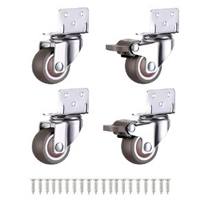 AONMTOAN 2 Inches L-Shaped Plate Swivel Caster, with Brake TPE Rubber Caster, Side Mount casters for Loading Capacity 200 Lbs Suitable for Flower Stand, Furniture, Bookshelf,Set of 4 in Kuwait