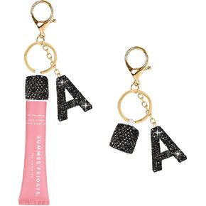 1PCS Keychain Holder for Lip Gloss Summer Fridays,LANGIGE & ELF, Bling Lip Gloss Keychain Cap,Portable Lipgloss Letters Charm in Kuwait