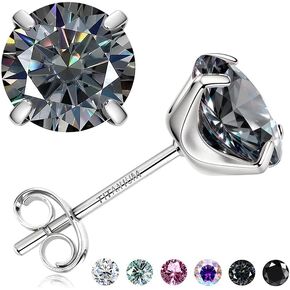 Moissanite Earrings Studs : G23 Titanium Stud Earring for Women Men Hypoallergenic Dainty Moissanite Jewelry for Sensitive Ear Round Cut Multicolor VVS1 Clarity 0.6-4CT in Saudi Arabia