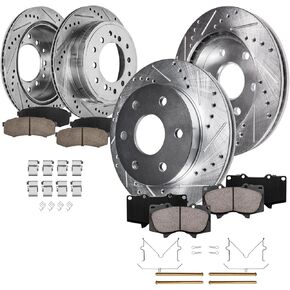 Detroit Axle - Brake Kit for 2011-2016 Jeep Grand Cherokee, 2011-2020 Dodge Durango Replacement Front & Rear Drilled & Slotted Disc Brake Rotors Ceramic Brakes Pads : 12.99" inch Rotor in Saudi Arabia