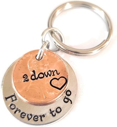 الذكرى السنوية لمدة عامين مع 2 Down and Forever To Go Key Chain Lucky Copper 2021 Penny in Kuwait