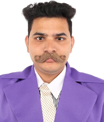 HPO Men's Novelty Vintage Human Hair Mustache | Adult Halloween Cosplay Facial Hair for Men | Fake Mustache for Costume Party in Saudi Arabia