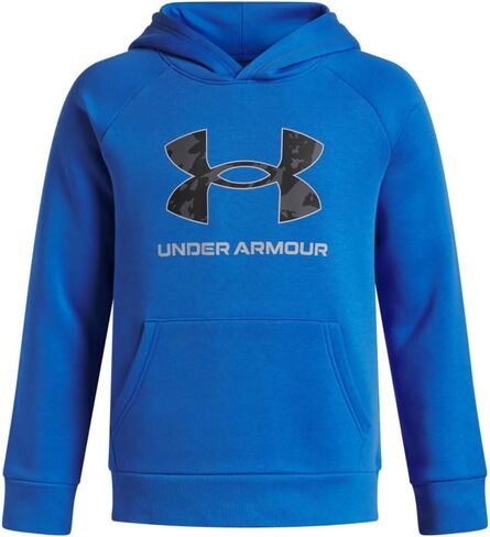 Under Armour Boys' Rival Fleece Big Logo Print Fill Hoodie, (402) Blue Atlantis / / White, X-Large in Saudi Arabia