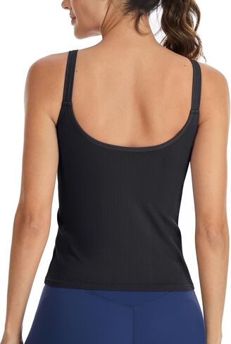 ATTRACO Ribbed Workout Tank Tops for Women with Built in Bra Yoga U Back Crop Top Tight Fit Gym in Saudi Arabia