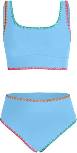 Girls Swimsuit Tween 2 Piece Bikini Sets High Waisted Bathing Suit Size 6-15 Years in Saudi Arabia