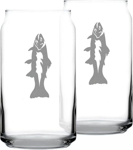 Trout - Beer Can Pint Glass - Trout Fishing Gifts for Fisherman - Fun Fish Cups & Lake House Decor - 16 oz in Saudi Arabia