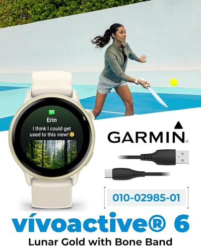 Wearable4U Garmin Vivoactive 6 - ساعة ذكية للصحة واللياقة البدنية، شاشة AMOLED ساطعة 1.2 بوصة، تتبع رياضي GPS، بطارية تدوم حتى 11 يومًا، لائحة مع شريط أسود مع حزمة سماعات أذن سوداء in Kuwait