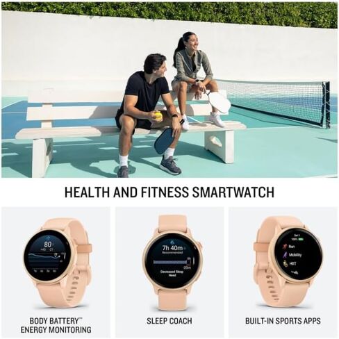 Wearable4U Garmin Vivoactive 6 - ساعة ذكية للصحة واللياقة البدنية، شاشة AMOLED ساطعة 1.2 بوصة، تتبع رياضي GPS، بطارية تدوم حتى 11 يومًا، لائحة مع شريط أسود مع حزمة سماعات أذن سوداء in Saudi Arabia