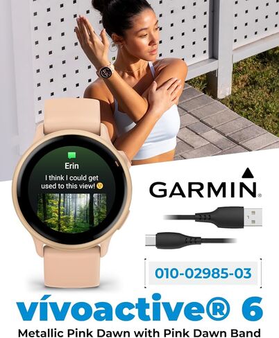 Wearable4U Garmin Vivoactive 6 - ساعة ذكية للصحة واللياقة البدنية، شاشة AMOLED ساطعة 1.2 بوصة، تتبع رياضي GPS، بطارية تدوم حتى 11 يومًا، لائحة مع شريط أسود مع حزمة سماعات أذن سوداء in Saudi Arabia