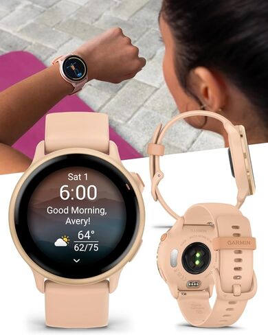 Wearable4U Garmin Vivoactive 6 - ساعة ذكية للصحة واللياقة البدنية، شاشة AMOLED ساطعة 1.2 بوصة، تتبع رياضي GPS، بطارية تدوم حتى 11 يومًا، لائحة مع شريط أسود مع حزمة سماعات أذن سوداء in Saudi Arabia