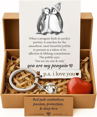 Valentine's Day Penguin Gift Box Set - Romantic I Love You Presents for Him or Her, Girlfriend, Boyfriend, Fiancee, Wife, Husband - Anniversary, Birthday, Engagement & Easter Basket Stuffer in Saudi Arabia