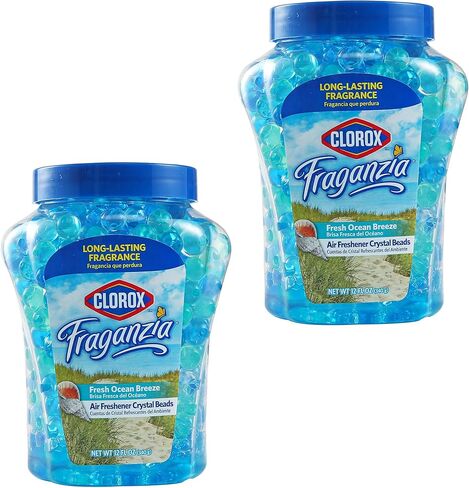 Clorox Fraganzia Air Freshener Beads - Fresh Ocean Breeze - Gel Air Fresheners for Home, Toilet, Bedroom, Closet, Car - Odor Eliminator & Absorber - Long-Lasting Fragrance Beads Room Deodorizer 12oz in Saudi Arabia