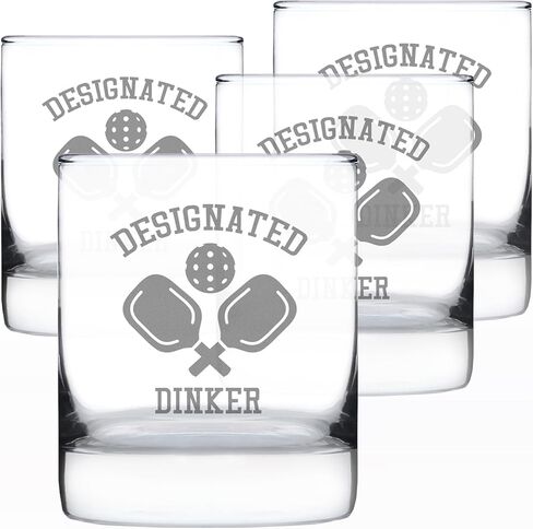 Designated Dinker - Whiskey Rocks Glass - Funny Pickleball Themed Decor and Gifts - 10.25 Oz Glasses in Kuwait