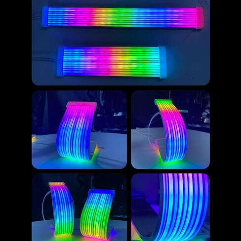 شريط PC ARGB، كابل PC ذو 24 دبوسًا مع محول موصل ملون ومغلف، كابل ATX RGB 24p/3x8-Pin، مكونات داخلية فائقة السطوع وملحقات اللوحة الأم in Kuwait