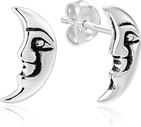 AeraVida Modern Trendy Celestial Sun and Moon .925 Sterling Silver Post Stud Earrings | Casual Sterling Silver Stud Earring for Women | Jewelry Gift for All Occasions in Kuwait