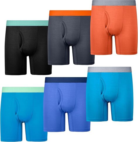 سراويل بوكسر للأولاد مكونة من 6 قطع - ملابس داخلية ناعمة، قابلة للتنفس، بدون علامات، ماصة للرطوبة مع ذباب، خفيفة الوزن وقابلة للتمدد in Kuwait