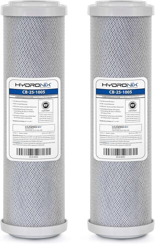 Hydronix CB-25-1005 نظام التناضح العكسي وأنظمة الشرب NSF كتلة كربون جوز الهند فلتر مياه 2.5 × 10-5 ميكرون in Kuwait