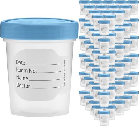 Specimen Cups with Leak Proof Screw on Lids - 4oz [Pack of 25] Clear Non-Sterile Urine Sample Jars - Containers for Safe Pee, Stool, Semen Sample Collection for Testing (25) in Kuwait
