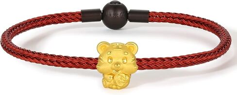 24K Solid Gold Bracelet, Real Pure Gold Jewelry Charm Bracelet Dainty Lucky Chinese Zodiac Tiger Chain for Women Men Girlfriend in Saudi Arabia