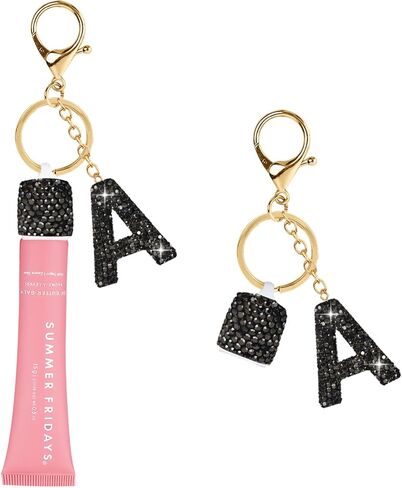 1PCS Keychain Holder for Lip Gloss Summer Fridays,LANGIGE & ELF, Bling Lip Gloss Keychain Cap,Portable Lipgloss Letters Charm in Kuwait