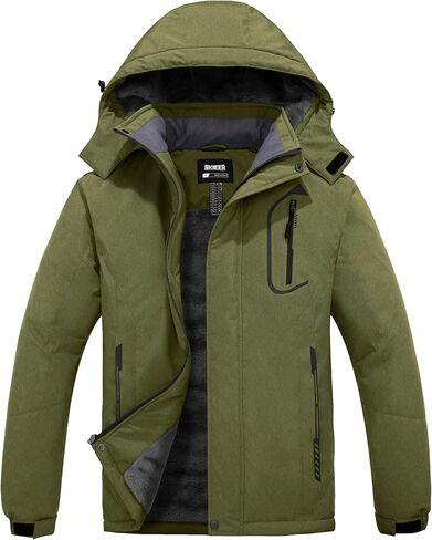 Skieer Men's Mountain Waterproof Ski Jacket Winter Rain Jacket Warm Fleece Snow Coat in Kuwait