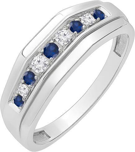 مجموعة Dazzlingrock من الأحجار الكريمة أو الألماس الدائرية البديلة مع خاتم زفاف من الماس الأبيض مصنوع من الفضة الإسترليني عيار 925 in Saudi Arabia