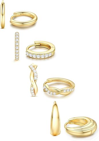 Jstyle Small Hoop Earrings for Women Trendy 14K Gold Plated Huggie Earrings Hypoallergenic Cartilage Earring Stack Huggie Hoops Earring Sets for Multiple Piercing in Saudi Arabia