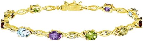 سوار للنساء، سوار جوهرة الميلاد، تصميم دائري بيضاوي، سوار من الأحجار الكريمة الأصلية أو الاصطناعية، سوار تنس، أساور من الفضة الإسترلينية أو سوار من الفضة الإسترلينية مع صندوق هدايا in Kuwait