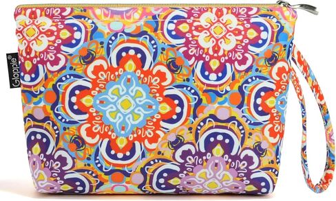 Makeup Bag Small Cosmetic Bag for Purse Travel Mini Make up Bags for Women Zipper Compact Makeup Pouch White Flower in Kuwait