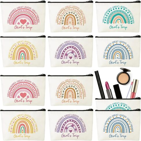 Sweetude 12 Pcs Mountain Makeup Bag Portable Travel Cosmetic Bag Cute Zipper Pouches for Travel Waterproof Toiletry Organizer Printed Storage Bag for Women Girls Gifts in Kuwait