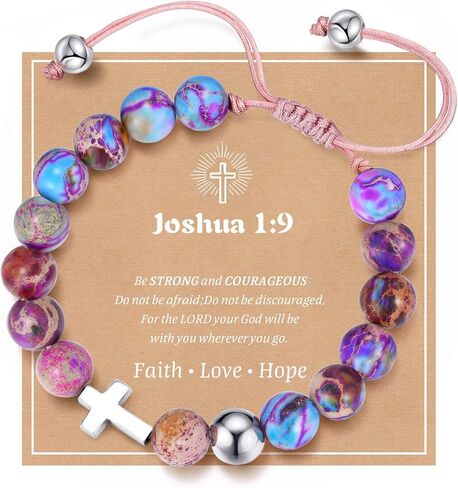 MEALGUET Cross Bracelet for Teenage Girls : Natural Emperor Stone Beads Bracelets Faith Christian Gifts Jewelry Easter Basket Gifts Catholic Religious Baptism Communion for Teens Girl in Saudi Arabia