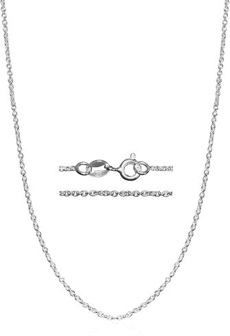 Thin Solid 925 Sterling Silver Chain Necklace 1.1mm, 14 16 18 20 22 24 Inch, Cable Chain, Anti-tarnish, Hypoallergenic, Includes Gift Box, Strong Dainty Chain for Women, Made in Thailand in Saudi Arabia
